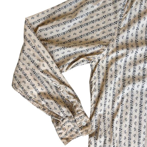 Lucky Brand Y2k Button Down Shirt Men's XXL Long Sleeve Floral Ivory Western Vtg - Picture 4 of 16